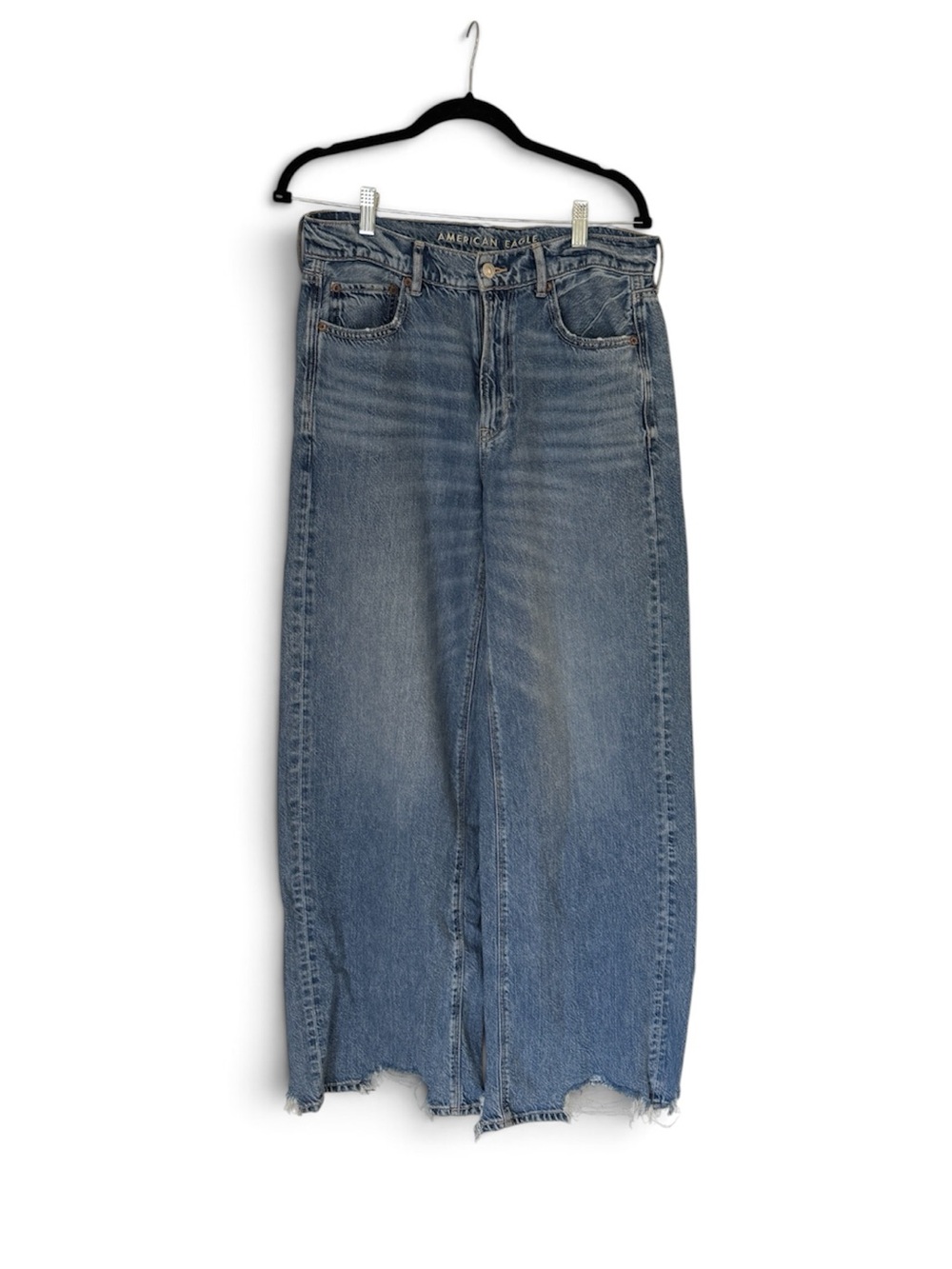 American Eagle Dreamy Drape Super High Rise Baggy Wide Leg Jeans - Size 8 LONG - Picture 2 of 5